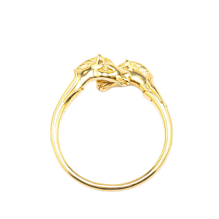 Gold Plated Cheval Double Horse Bangle Gold - Gaby Paris