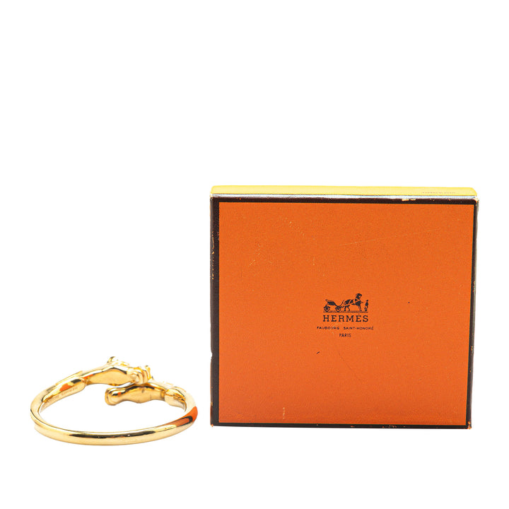 Gold Plated Cheval Double Horse Bangle Gold - Gaby Paris