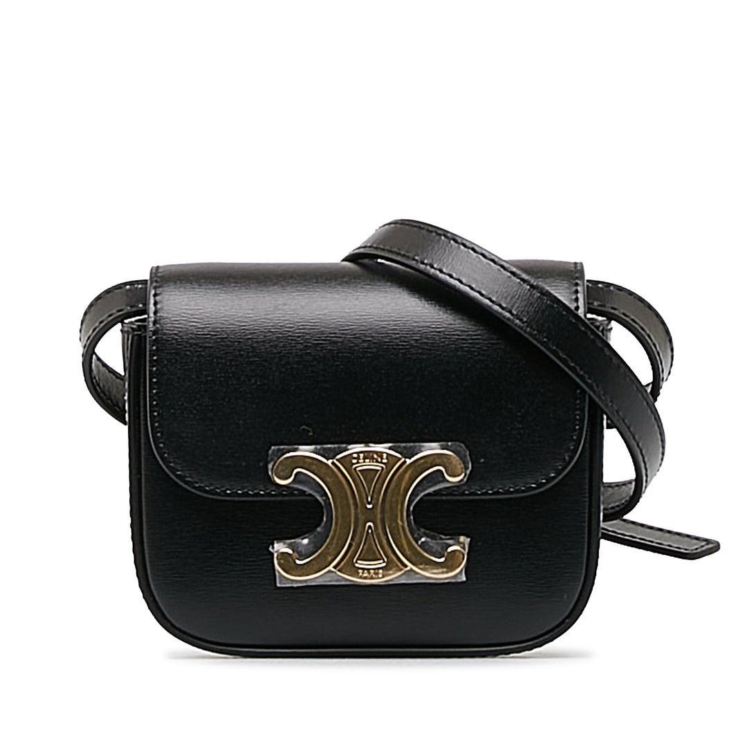 Mini Calfskin Triomphe Crossbody Black - Gaby Paris