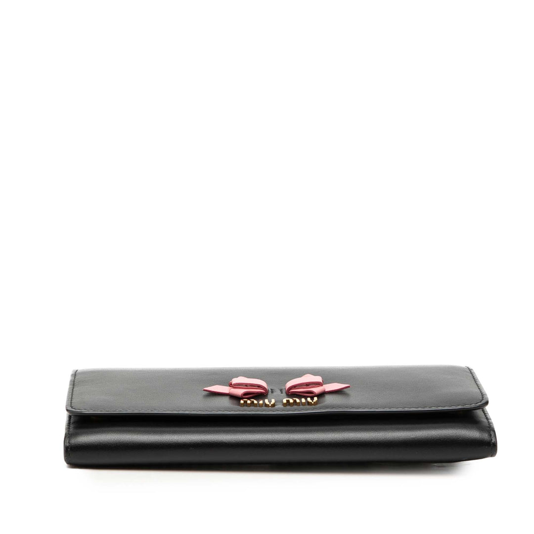 Miu Miu Soft Veau Bow Bifold Portefeuille long