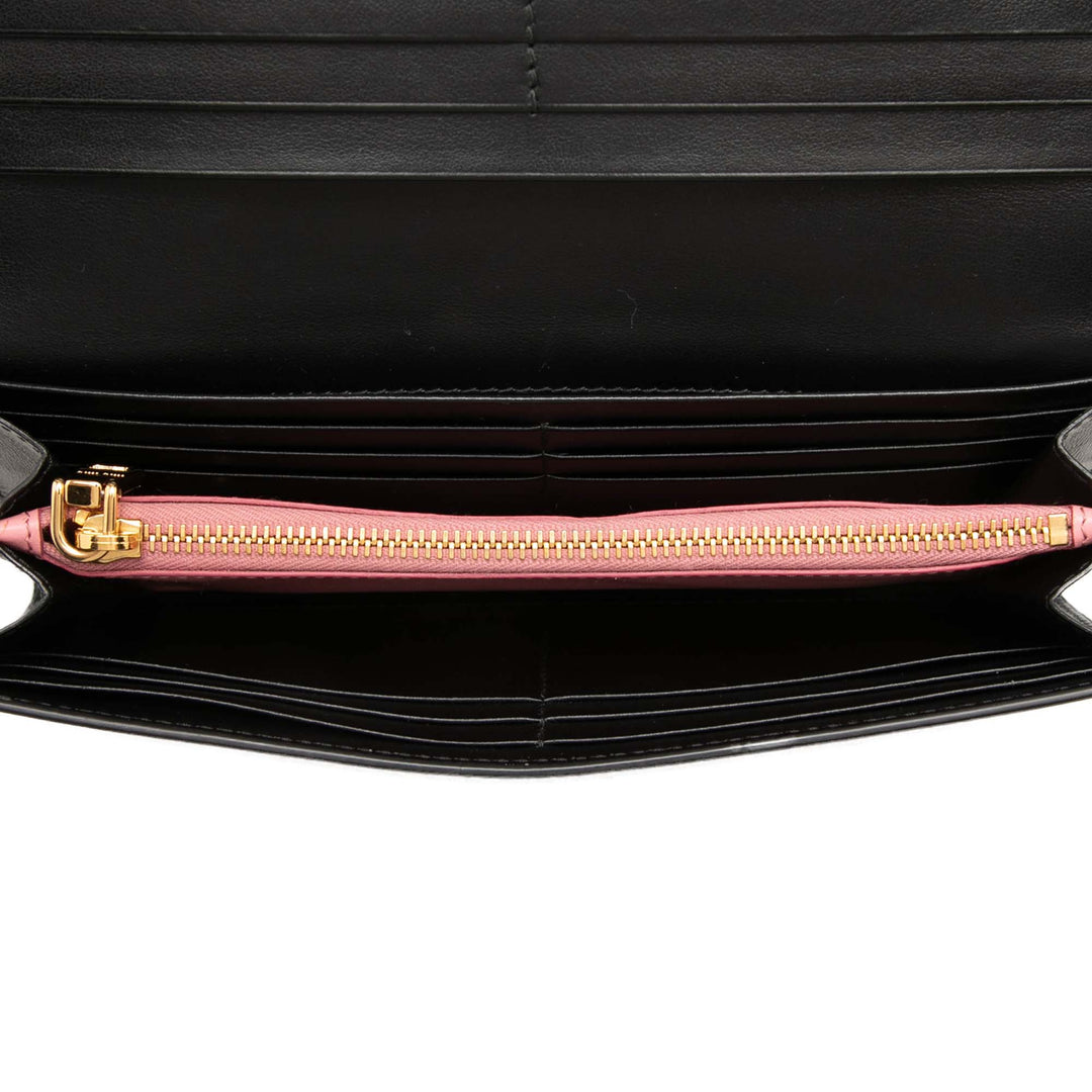 Miu Miu Soft Veau Bow Bifold Portefeuille long