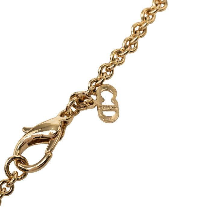 Dior plaqué Strass Logo Pendant Collier Doré – vue 5 – GABY PARIS