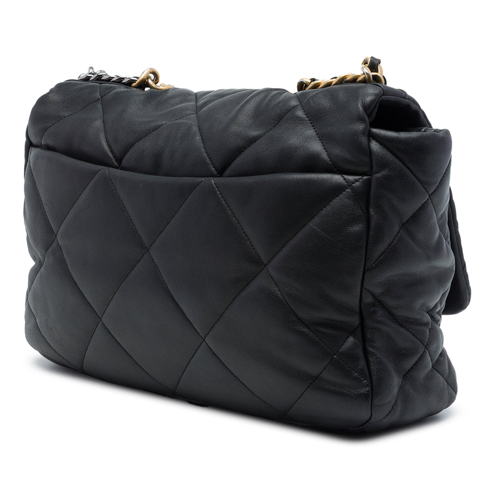 Chanel Sac à main 19 à rabat Maxi Cuir d'agneau Noir – vue 2 – GABY PARIS