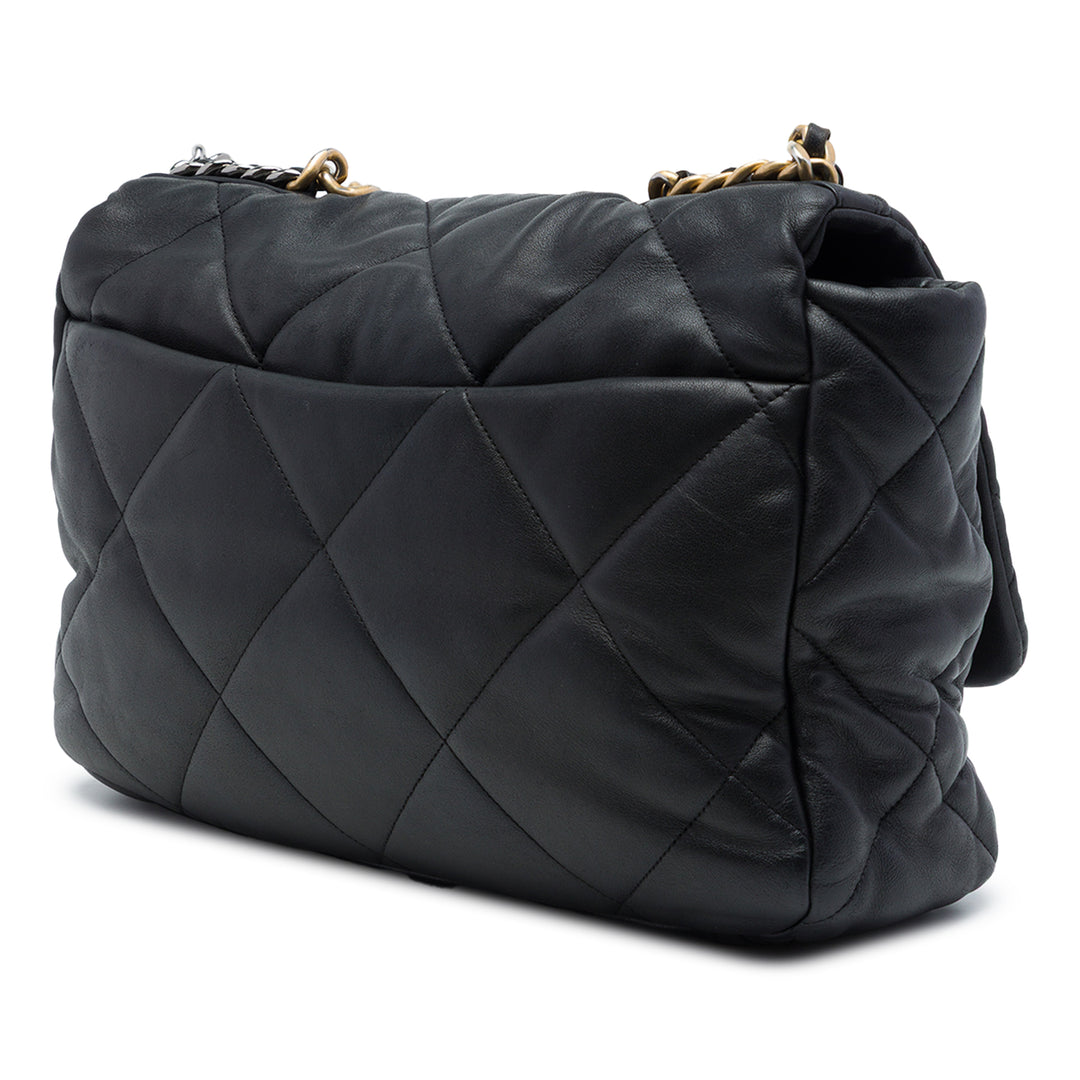 Chanel Sac à main 19 à rabat Maxi Cuir d'agneau Noir – vue 2 – GABY PARIS