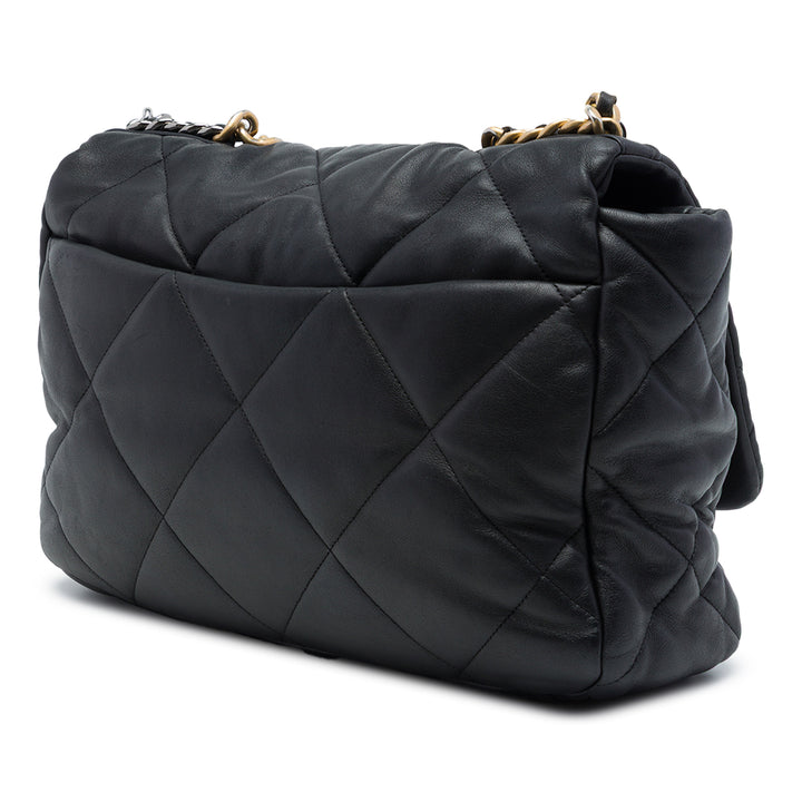 Chanel Sac à main 19 à rabat Maxi Cuir d'agneau Noir – vue 2 – GABY PARIS