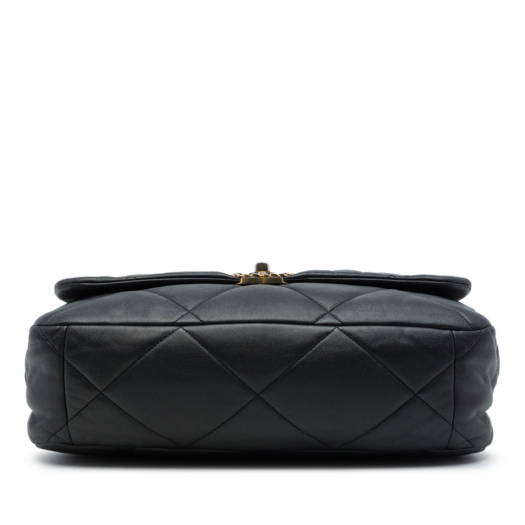 Chanel Sac à main 19 à rabat Maxi Cuir d'agneau Noir – vue 3 – GABY PARIS