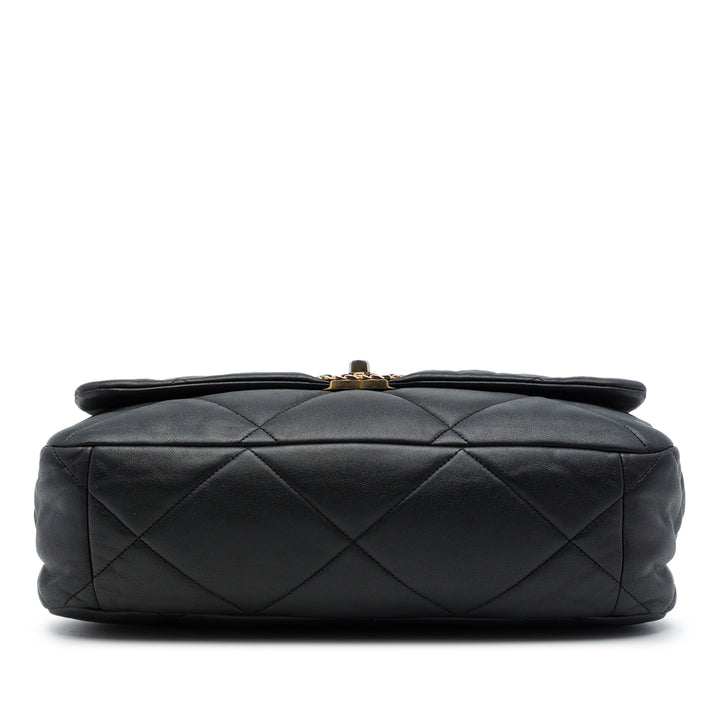 Chanel Sac à main 19 à rabat Maxi Cuir d'agneau Noir – vue 3 – GABY PARIS