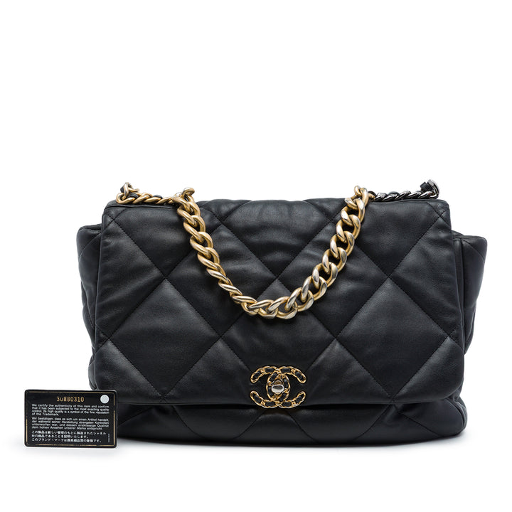 Chanel Sac à main 19 à rabat Maxi Cuir d'agneau Noir – vue 7 – GABY PARIS
