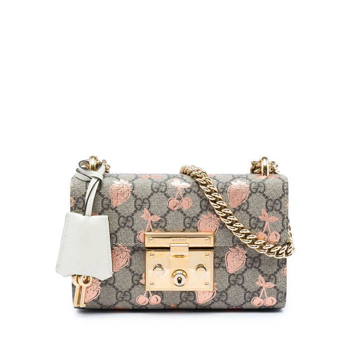 Gucci Small GG Supreme Berry Padlock Sac porté croisé
