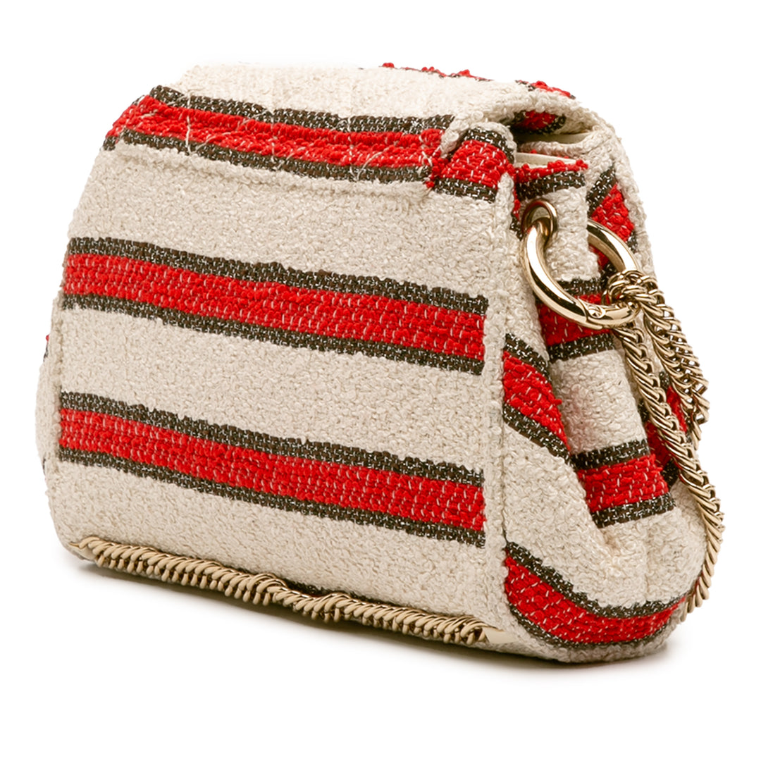 CC Quilted Tweed Striped Single Flap White - Gaby Paris