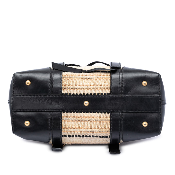 Saint Laurent Woven Raffia et Cuir Maia Padlock Sac à main