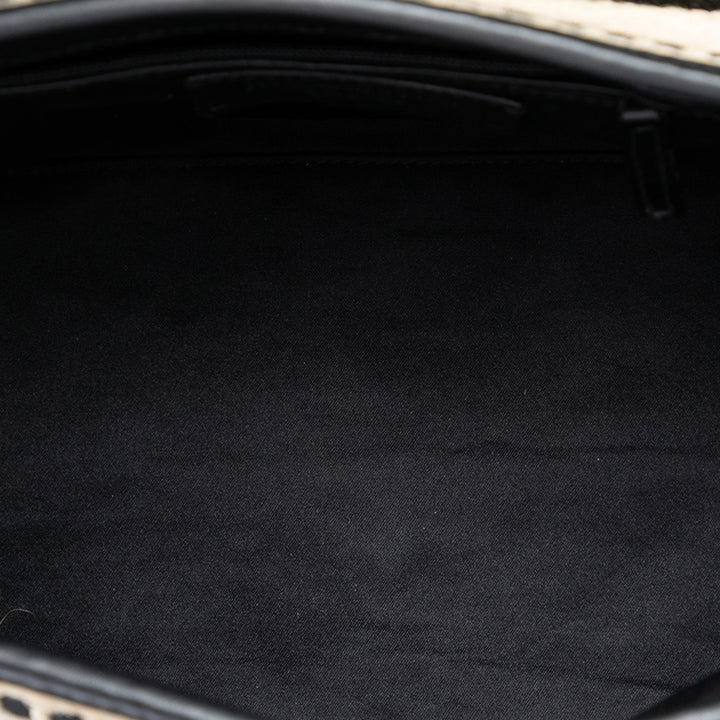 Saint Laurent Woven Raffia et Cuir Maia Padlock Sac à main