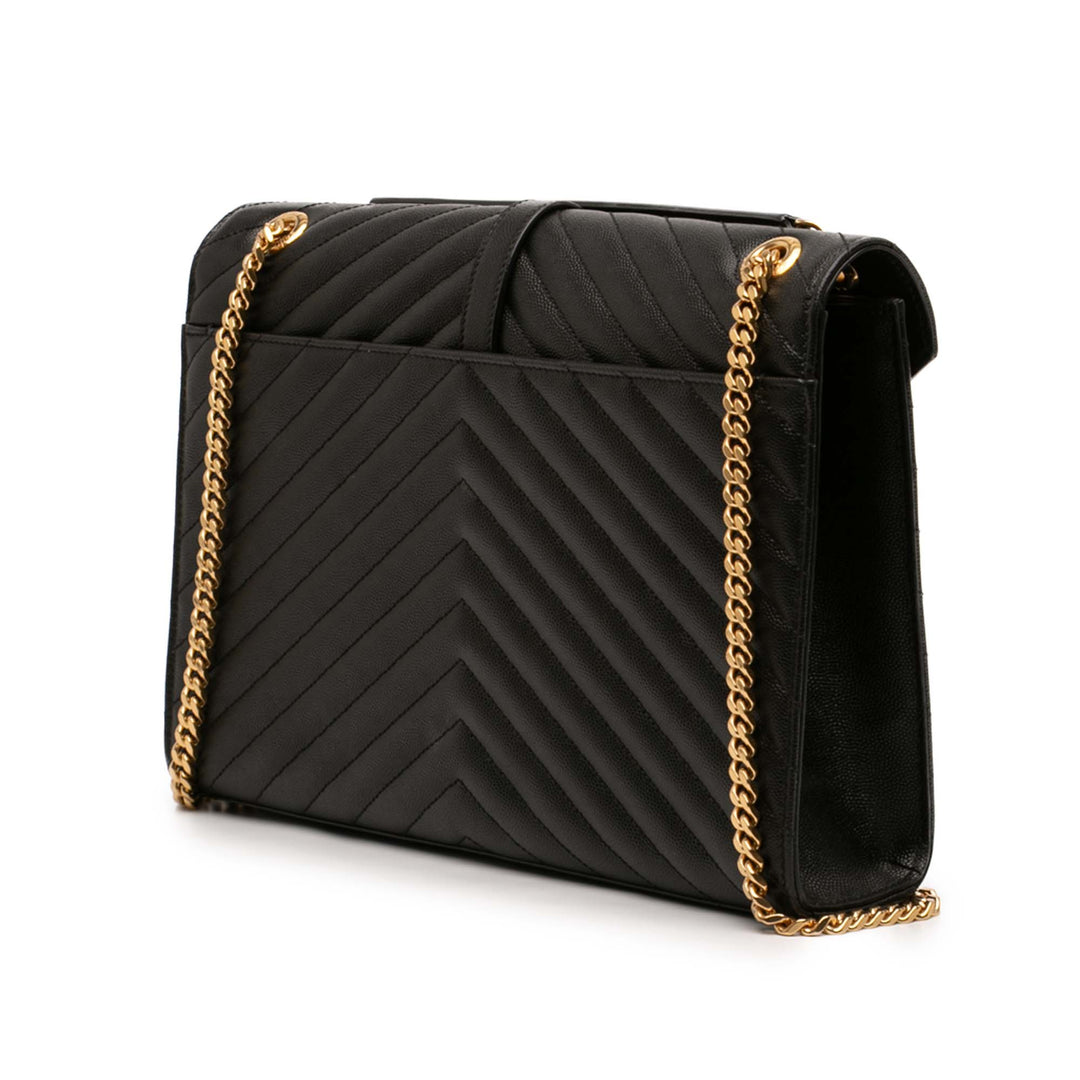 Saint Laurent Large Chevron Grain de Poudre Monogram Sac enveloppe