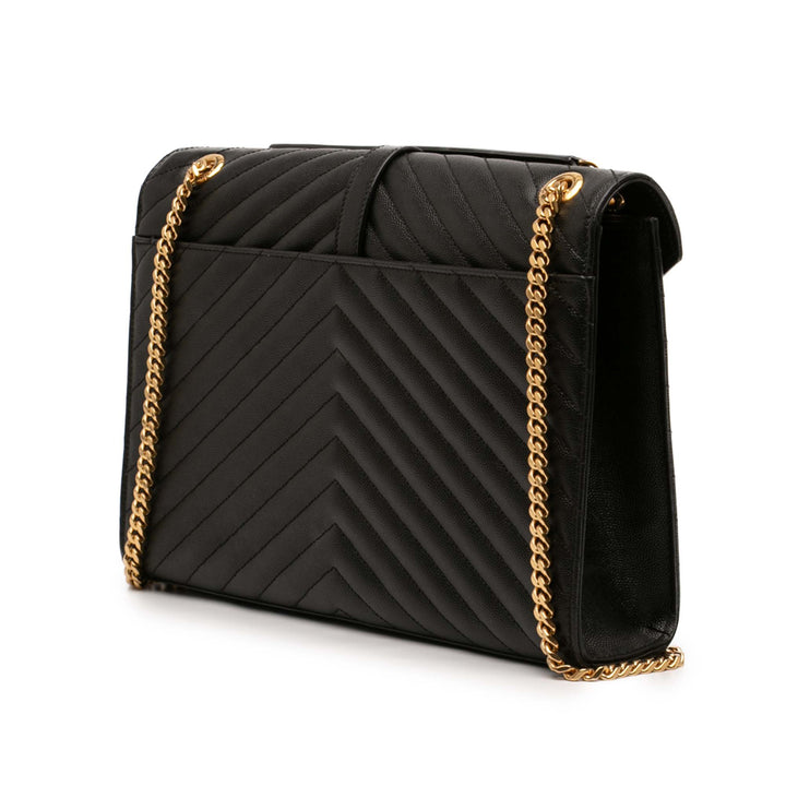 Saint Laurent Large Chevron Grain de Poudre Monogram Sac enveloppe