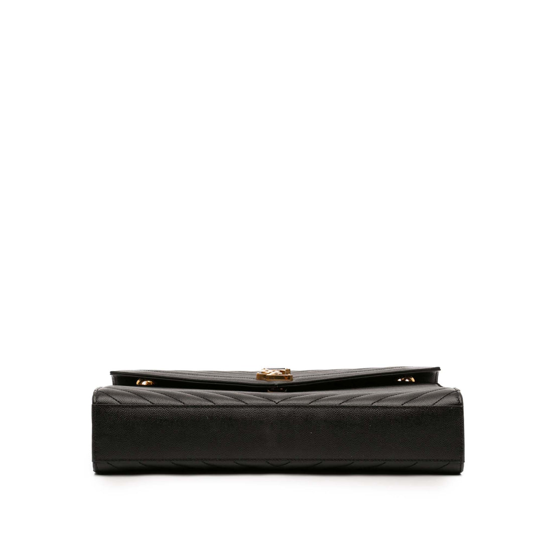 Saint Laurent Large Chevron Grain de Poudre Monogram Sac enveloppe