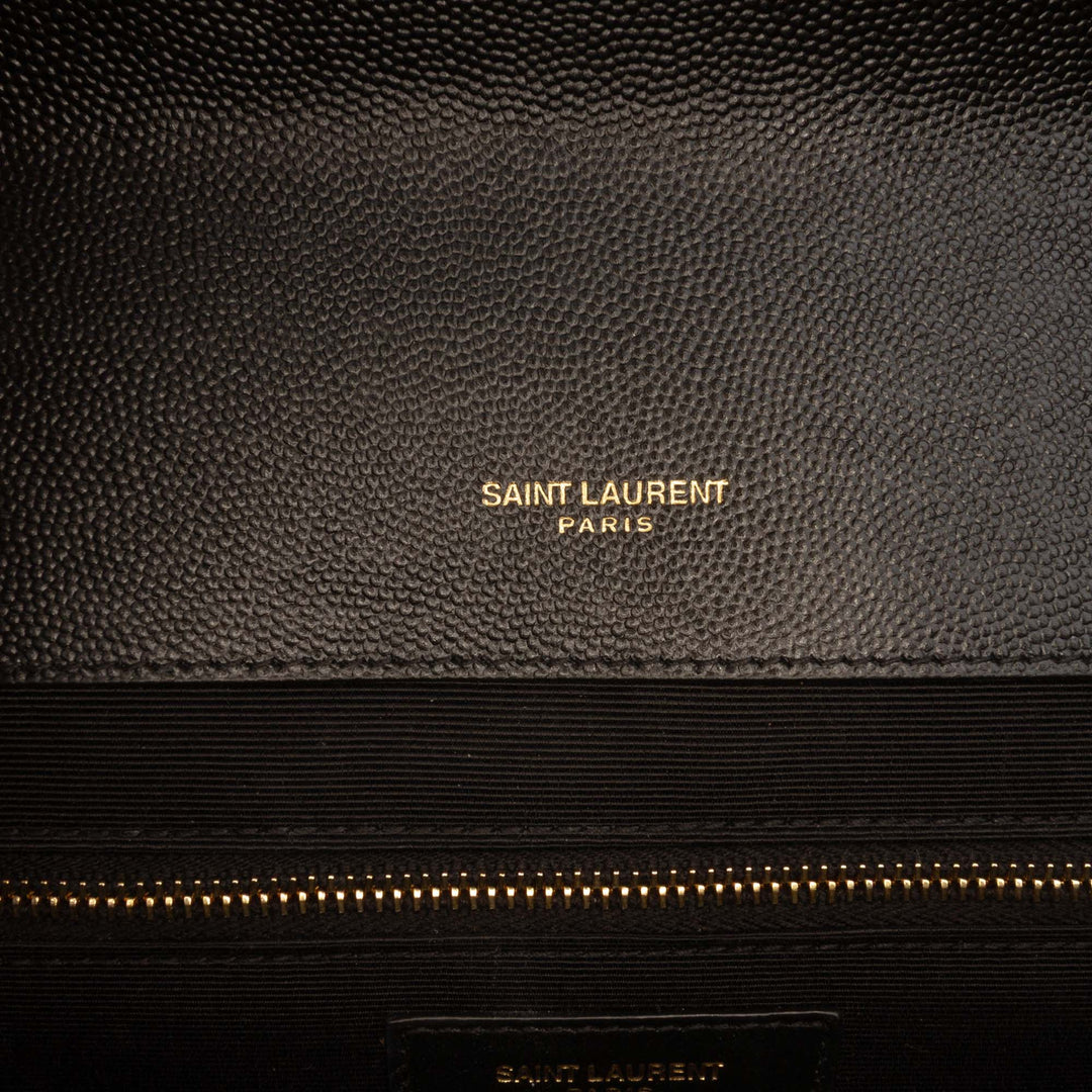 Saint Laurent Large Chevron Grain de Poudre Monogram Sac enveloppe