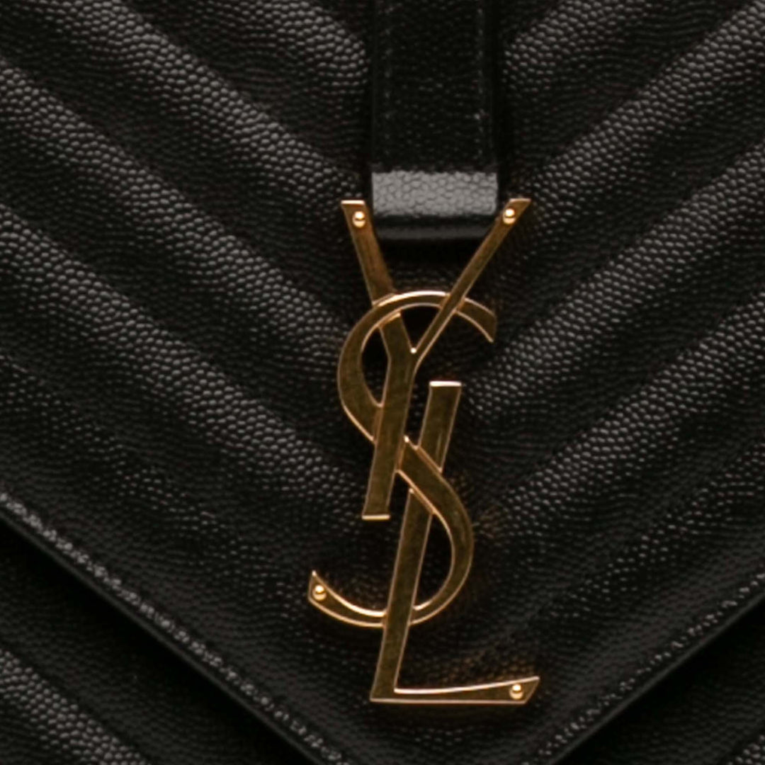 Saint Laurent Large Chevron Grain de Poudre Monogram Sac enveloppe