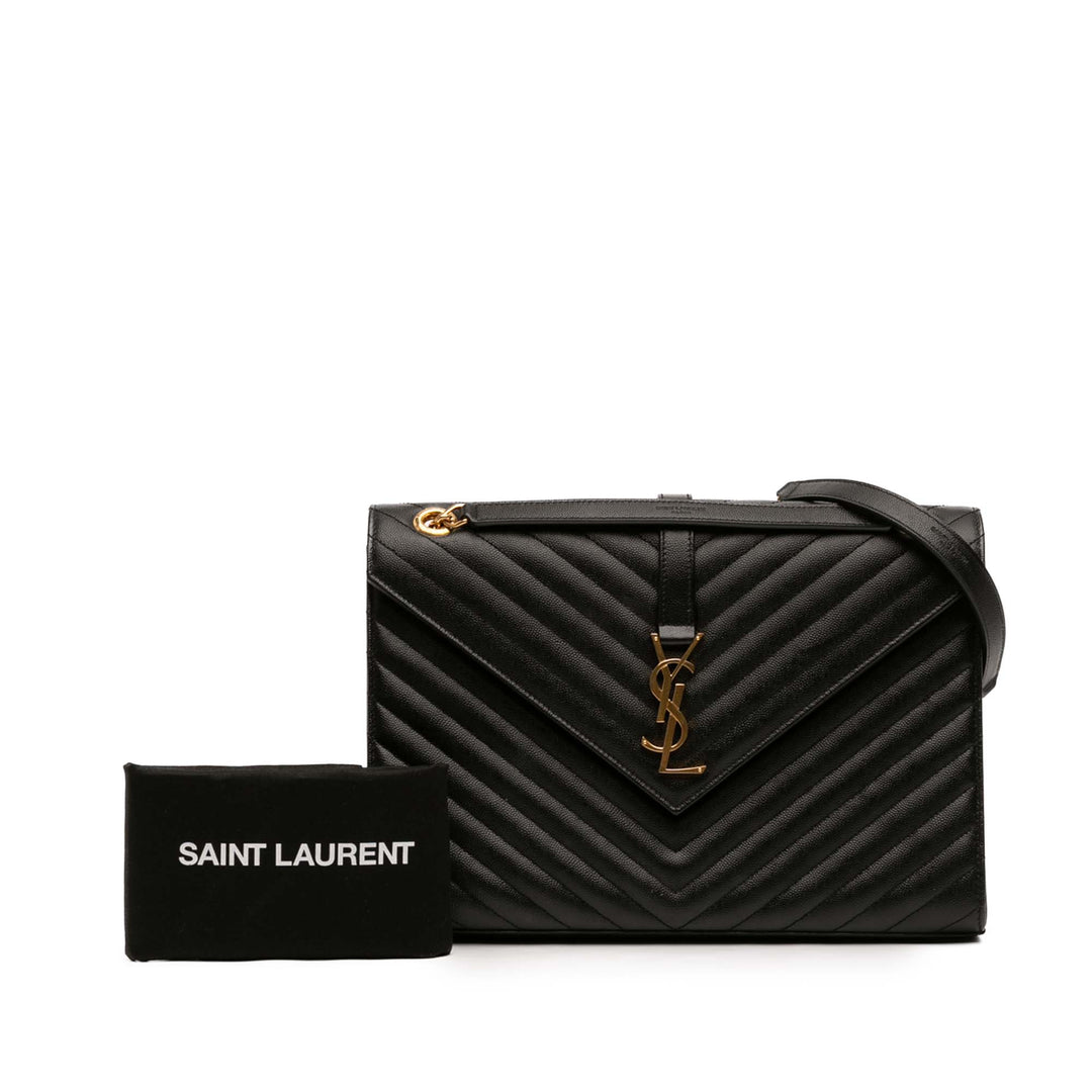 Saint Laurent Large Chevron Grain de Poudre Monogram Sac enveloppe