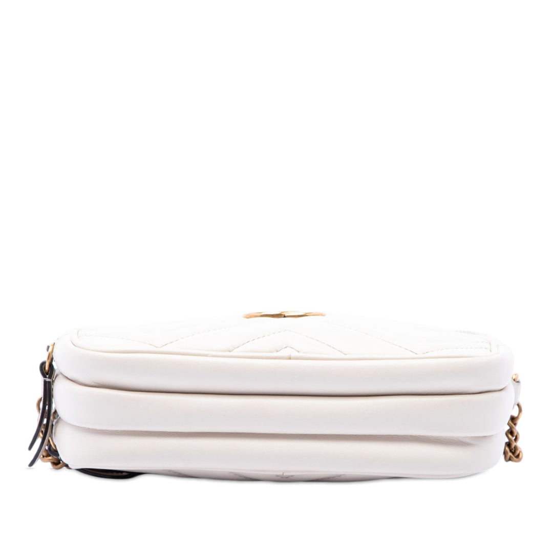 Gucci Mini GG Marmont Matelasse Cuir de veau Triple Zip Sac porté croisé