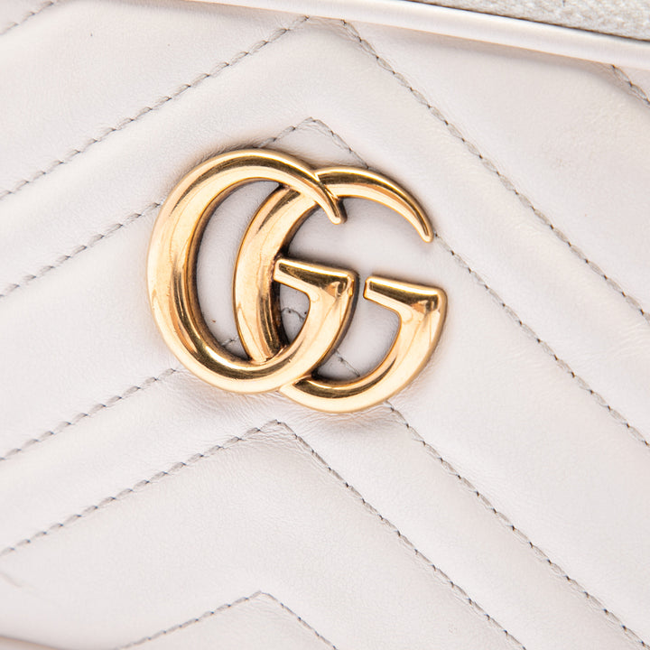 Gucci Mini GG Marmont Matelasse Cuir de veau Triple Zip Sac porté croisé