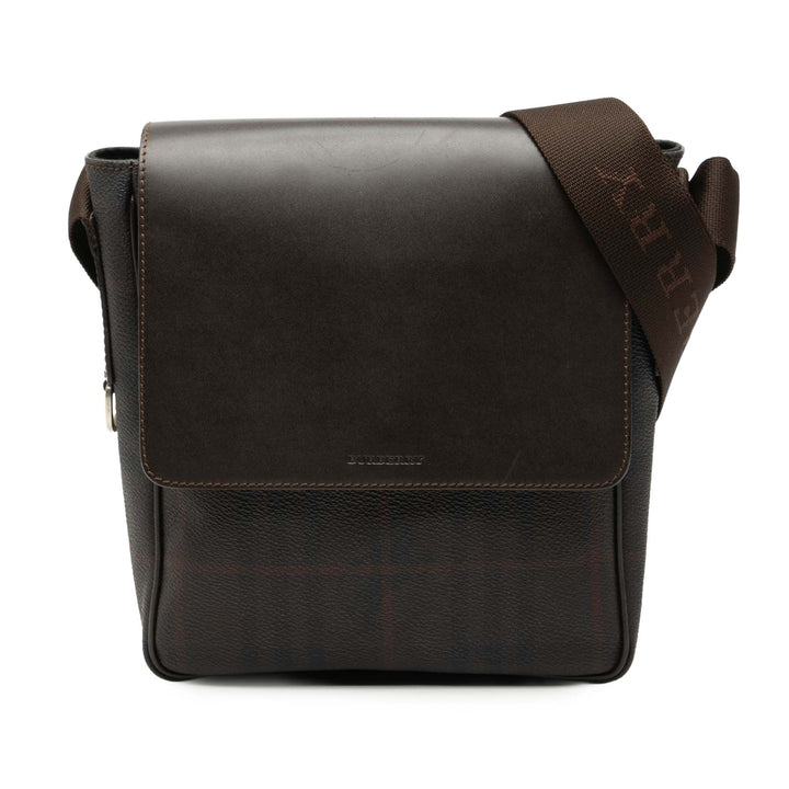 Burberry Smoke Check Coated Toile et Cuir Sac porté croisé