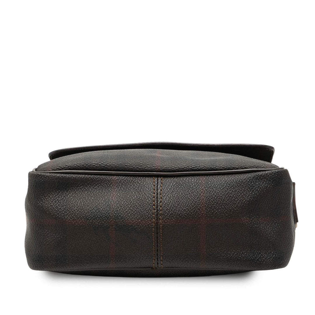 Burberry Smoke Check Coated Toile et Cuir Sac porté croisé