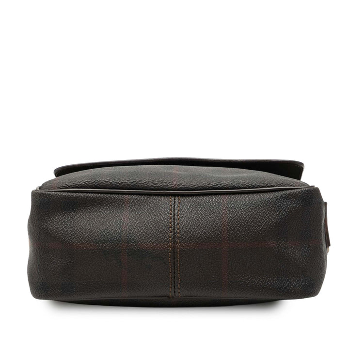 Burberry Smoke Check Coated Toile et Cuir Sac porté croisé