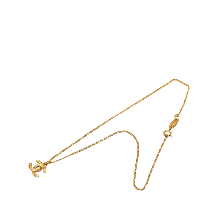 Chanel CC plaqué Texturé Pendant Collier Métal