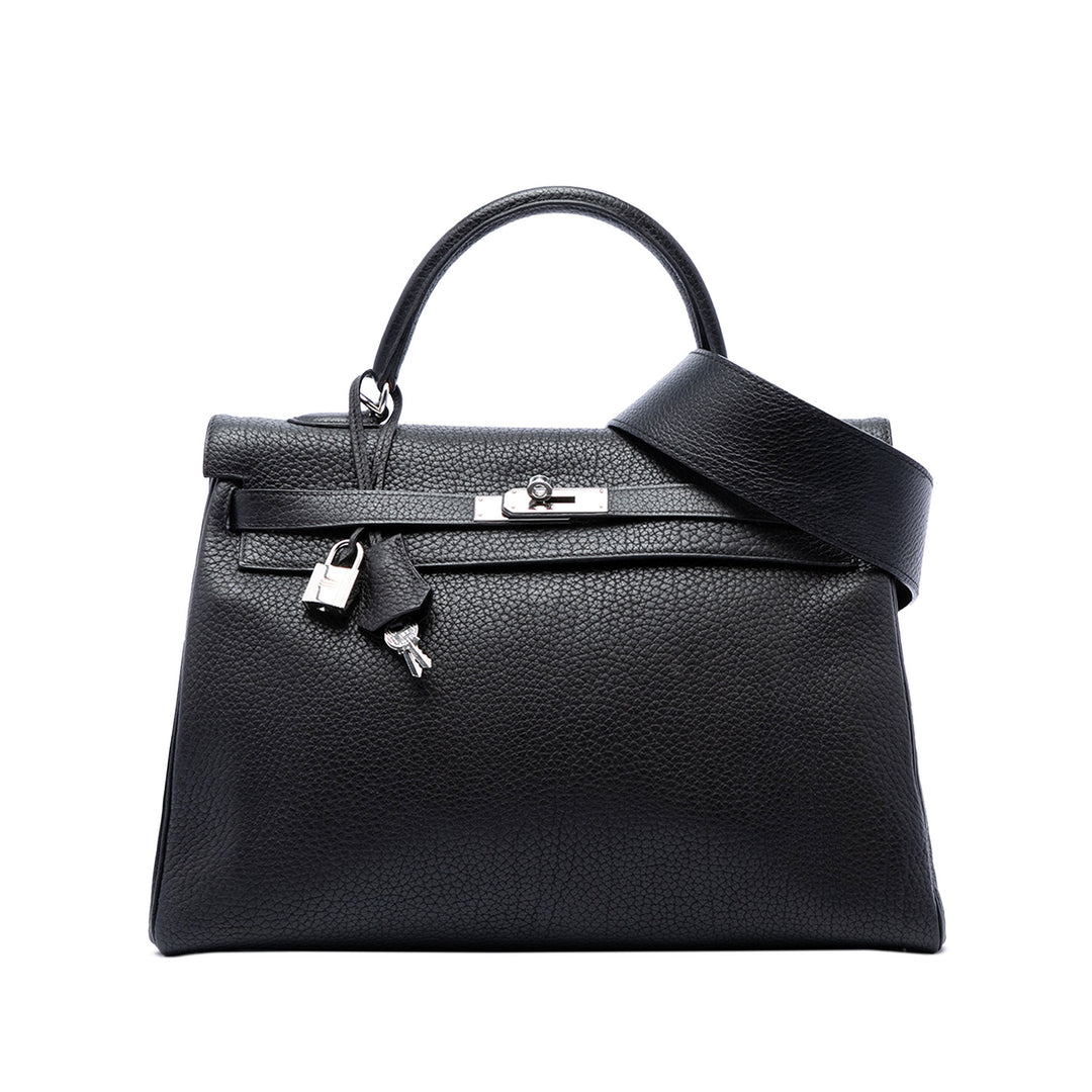 Hermès Sac à main Kelly II Retourne 35 Clémence Noir – vue principale – GABY PARIS