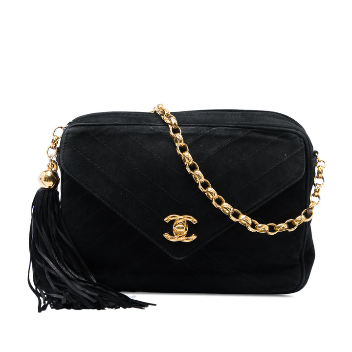 CC Matelassé Pompon Sac caméra Noir