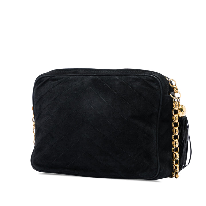 CC Matelassé Pompon Sac caméra Noir