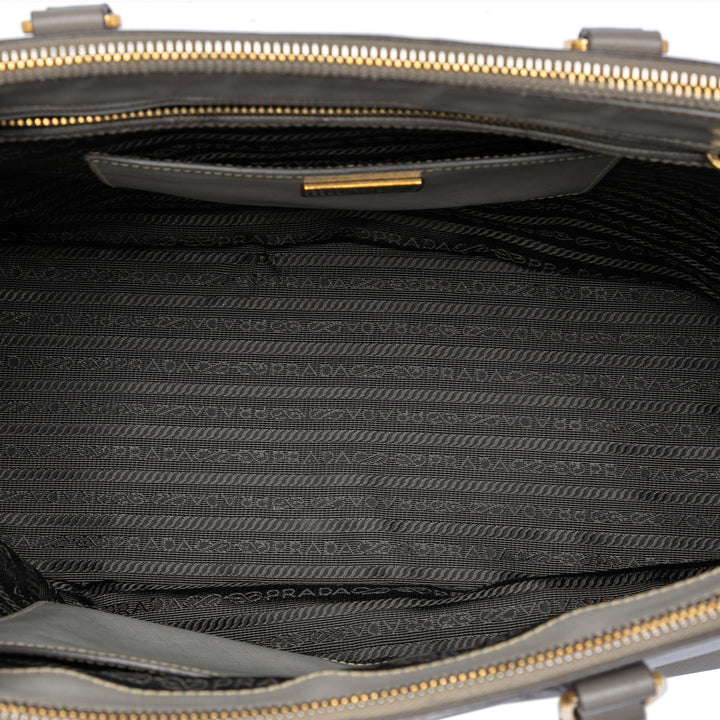 Prada Medium Bicolor Saffiano Lux Galleria Double Zip Sac
