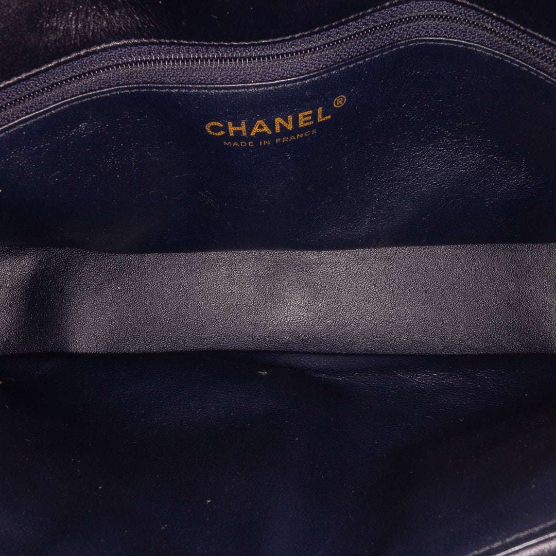 Chanel CC Horizontal Quilted Cuir d’agneau Double rabat Noir