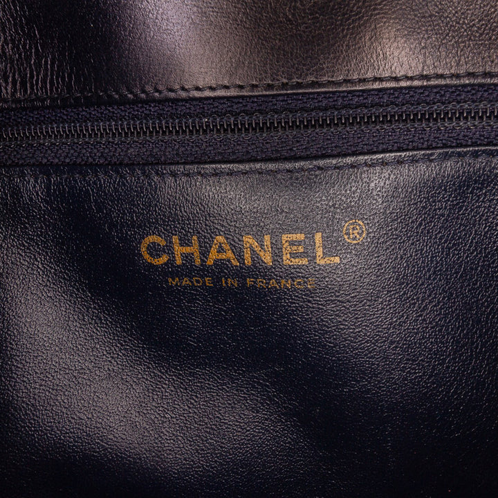 Chanel CC Horizontal Quilted Cuir d’agneau Double rabat Noir