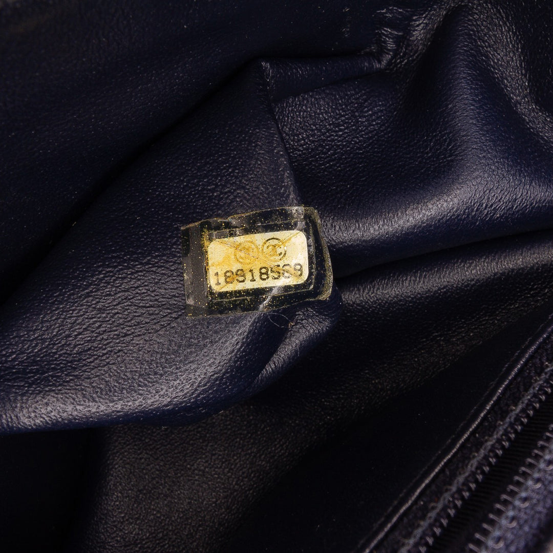 Chanel CC Horizontal Quilted Cuir d’agneau Double rabat Noir