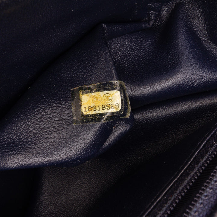 Chanel CC Horizontal Quilted Cuir d’agneau Double rabat Noir