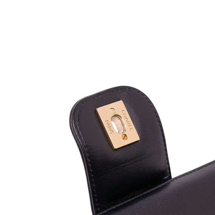 Chanel CC Horizontal Quilted Cuir d’agneau Double rabat Noir