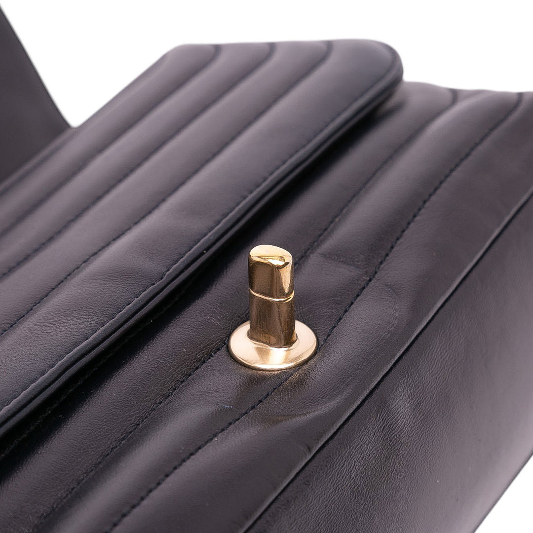 Chanel CC Horizontal Quilted Cuir d’agneau Double rabat Noir