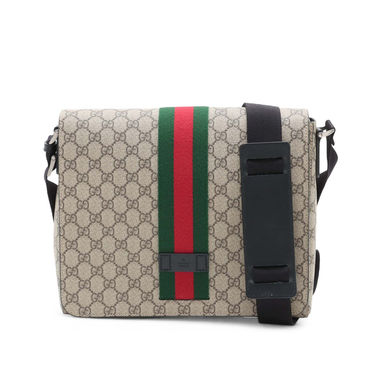 Gucci GG Supreme Web à rabat Messenger Sac