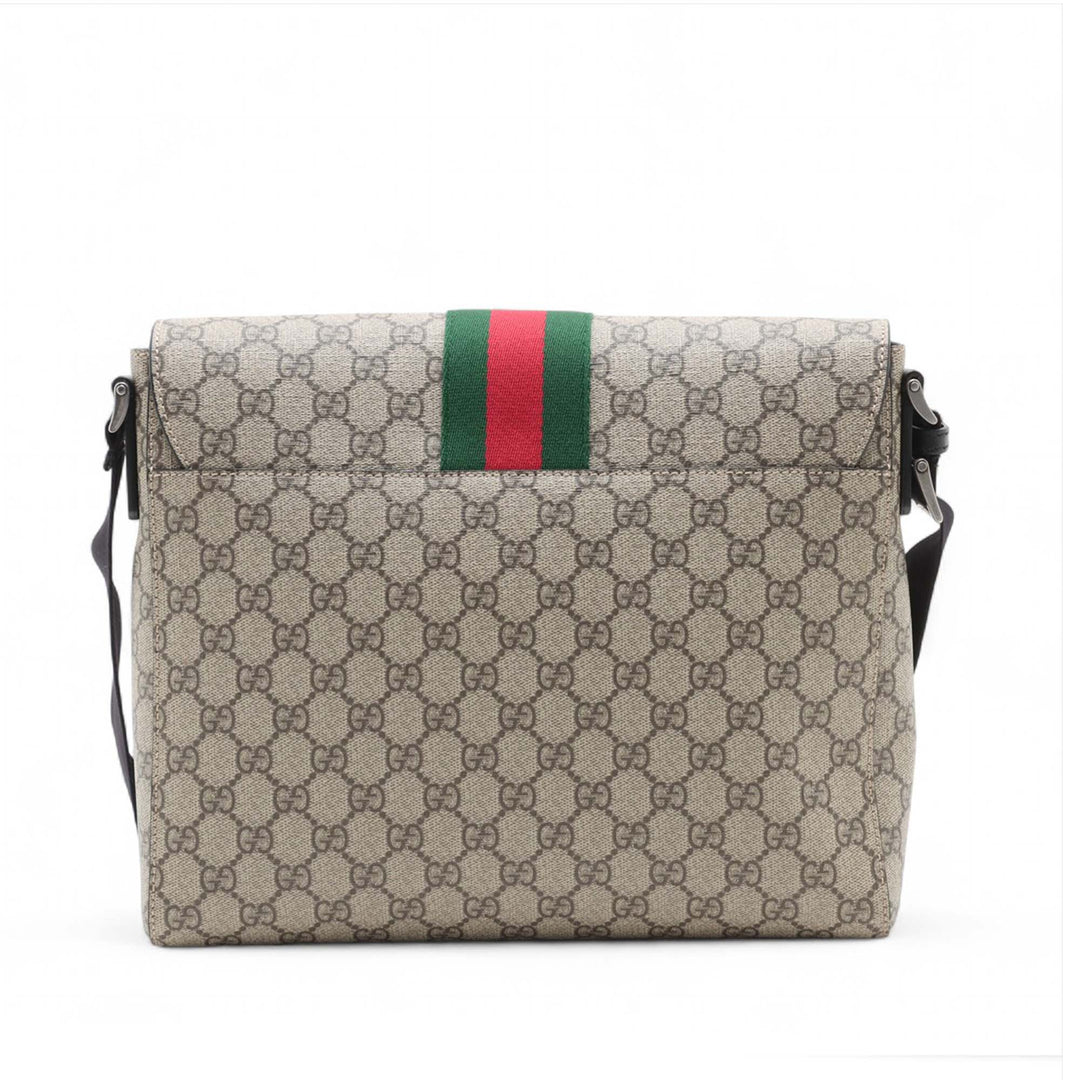 Gucci GG Supreme Web à rabat Messenger Sac