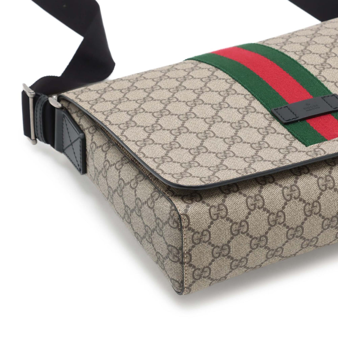 Gucci GG Supreme Web à rabat Messenger Sac