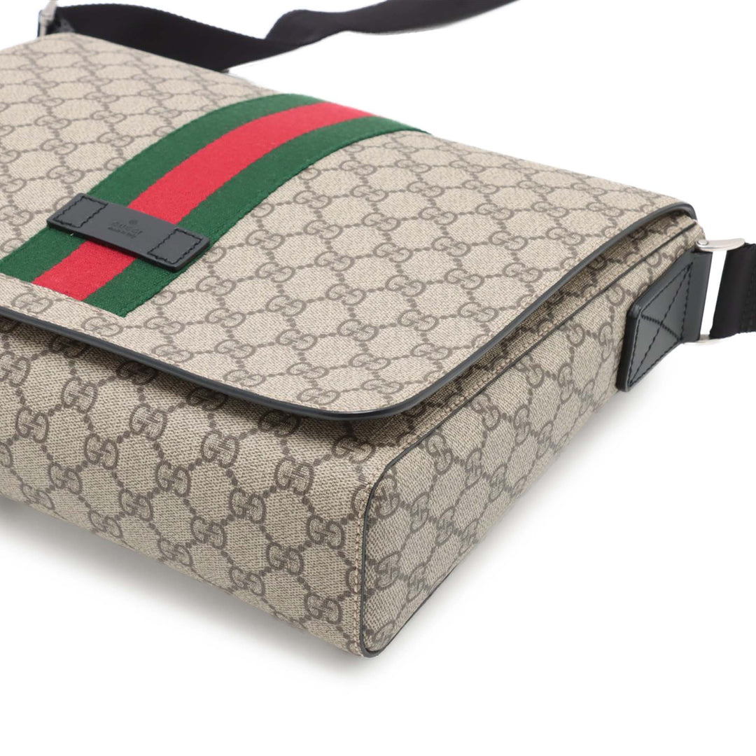 Gucci GG Supreme Web à rabat Messenger Sac