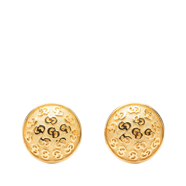 Dior plaqué embossé CD Logo Rond Clip On Boucles d’oreilles
