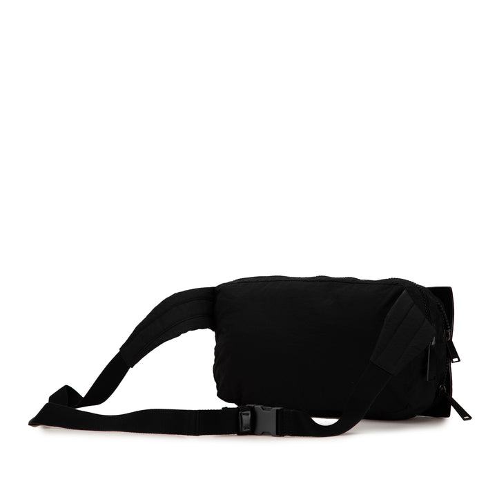 Nylon and Calfskin Intrecciato Belt Bag Black - Gaby Paris