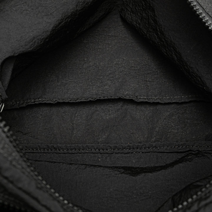 Nylon and Calfskin Intrecciato Belt Bag Black - Gaby Paris