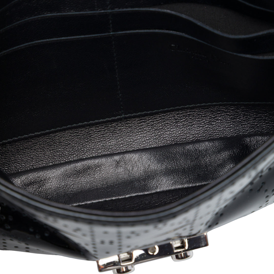 perforé Cannage New Lock Ruffle Pochette Sac Noir