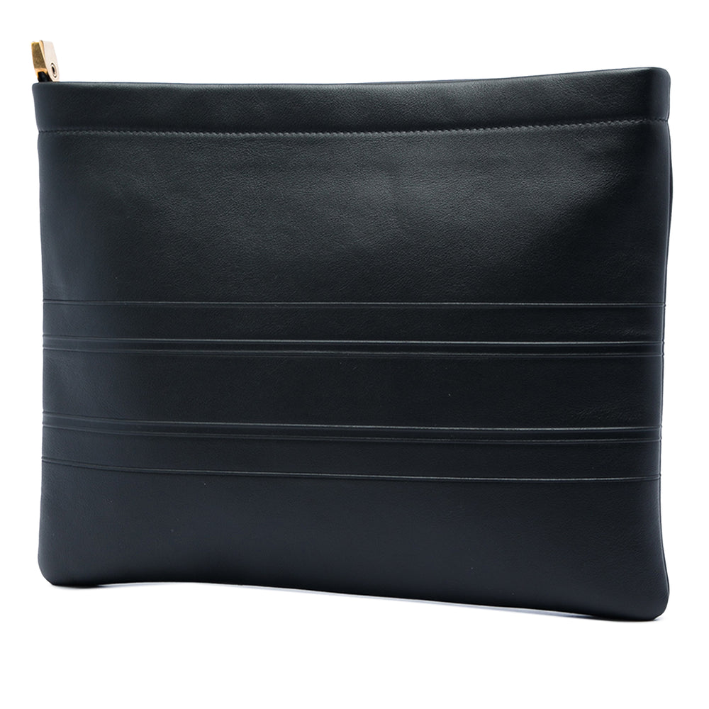 Dior embossé Logo Zippé Pochette Cuir de veau Noir – vue 2 – GABY PARIS
