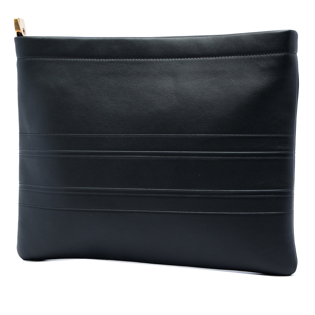 Dior embossé Logo Zippé Pochette Cuir de veau Noir – vue 2 – GABY PARIS