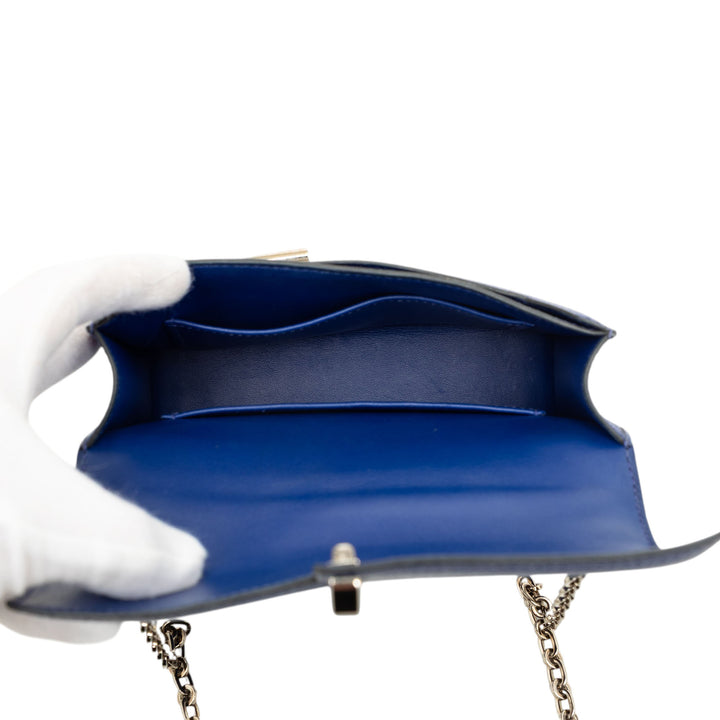Hermès Chevre Mysore Verrou Chaînee Mini Bleu – vue 4 – GABY PARIS