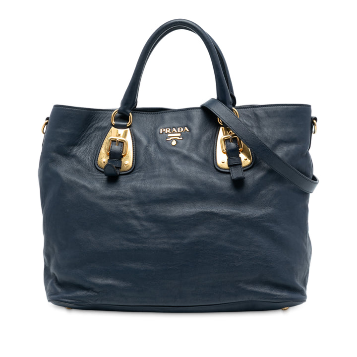 Prada Soft Cuir de veau Open Convertible Shopping Cabas